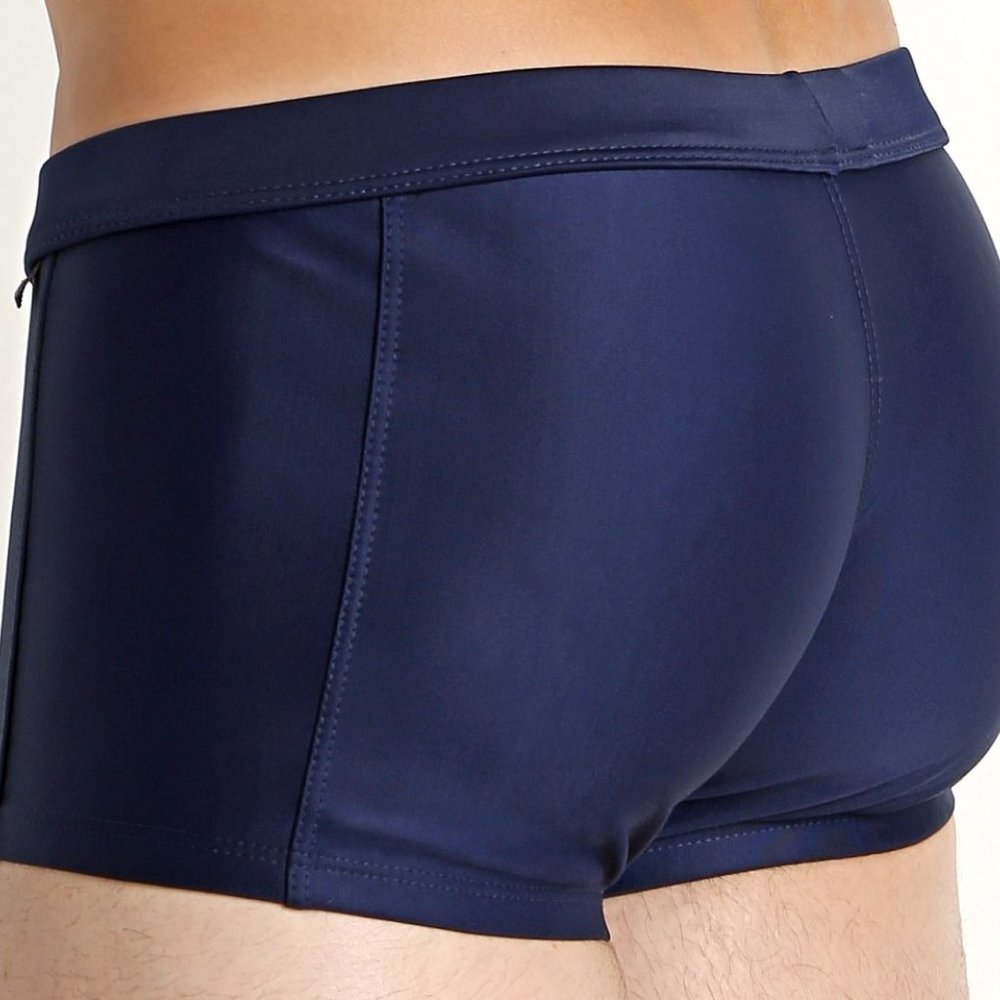 Tulio Men's Men's Square Cut Swim Trunk, w C-Ring Pouch, Navy, Nylon, XL (34-38) - Picture 6 of 14